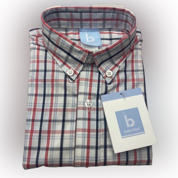 NWT Bella Bliss Button Down Shirt Bayview Check size 7 - Picture 2 of 3